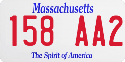 MA license plate 158AA2