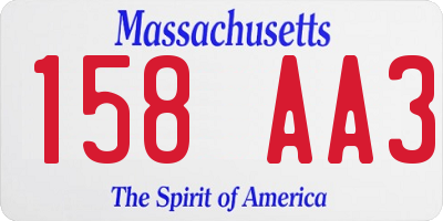 MA license plate 158AA3
