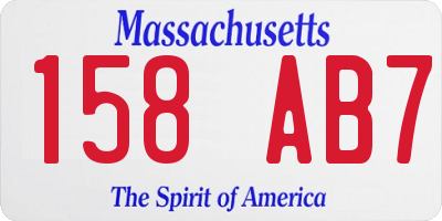 MA license plate 158AB7