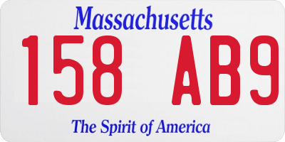 MA license plate 158AB9