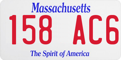 MA license plate 158AC6