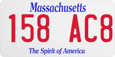 MA license plate 158AC8