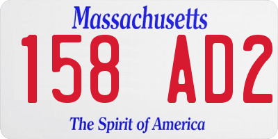 MA license plate 158AD2
