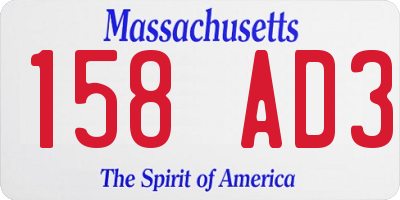 MA license plate 158AD3