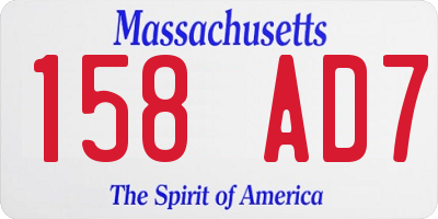 MA license plate 158AD7