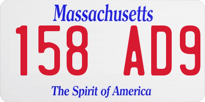 MA license plate 158AD9
