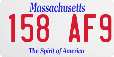 MA license plate 158AF9