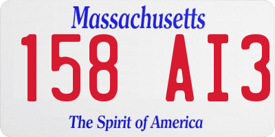 MA license plate 158AI3