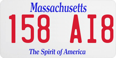 MA license plate 158AI8