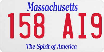 MA license plate 158AI9