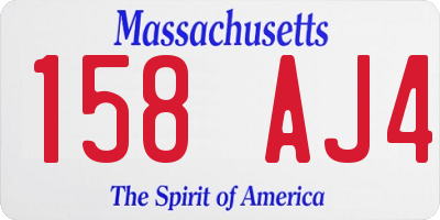MA license plate 158AJ4