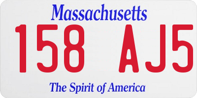 MA license plate 158AJ5
