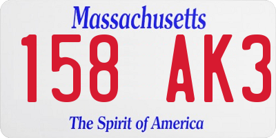 MA license plate 158AK3