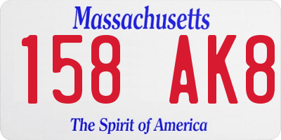 MA license plate 158AK8