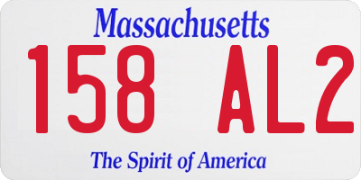 MA license plate 158AL2