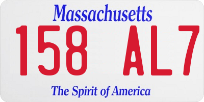 MA license plate 158AL7