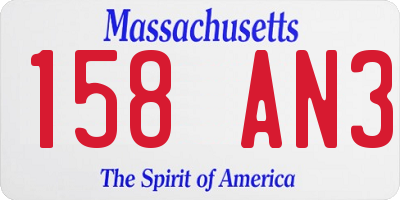 MA license plate 158AN3
