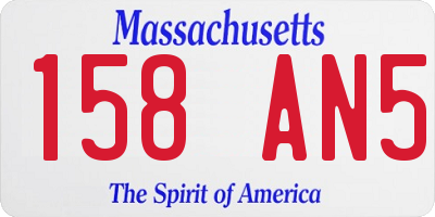 MA license plate 158AN5