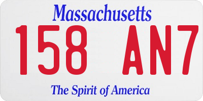 MA license plate 158AN7