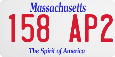 MA license plate 158AP2