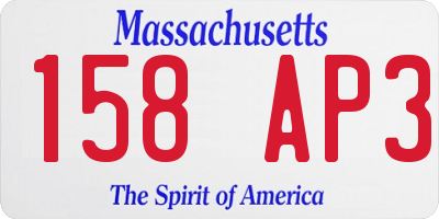 MA license plate 158AP3