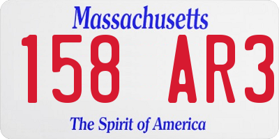 MA license plate 158AR3