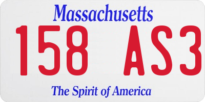 MA license plate 158AS3