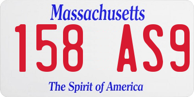 MA license plate 158AS9