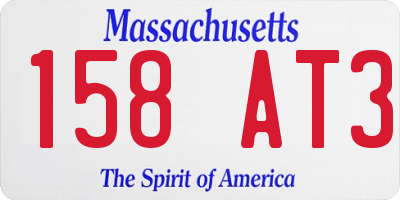 MA license plate 158AT3
