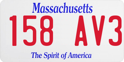 MA license plate 158AV3