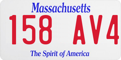 MA license plate 158AV4