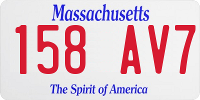 MA license plate 158AV7