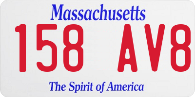 MA license plate 158AV8
