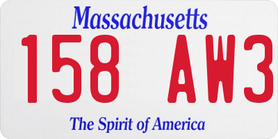 MA license plate 158AW3