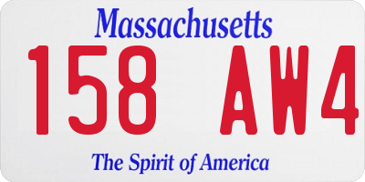 MA license plate 158AW4