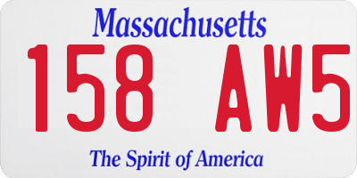 MA license plate 158AW5