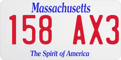 MA license plate 158AX3