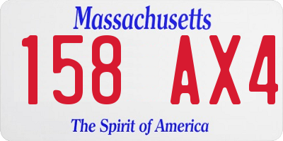 MA license plate 158AX4