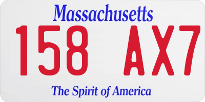 MA license plate 158AX7