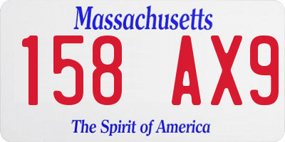 MA license plate 158AX9