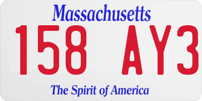 MA license plate 158AY3