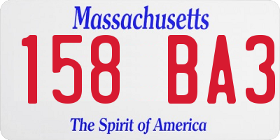 MA license plate 158BA3