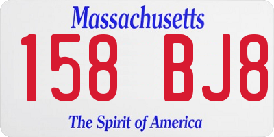 MA license plate 158BJ8