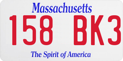MA license plate 158BK3