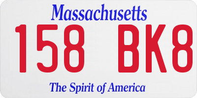 MA license plate 158BK8