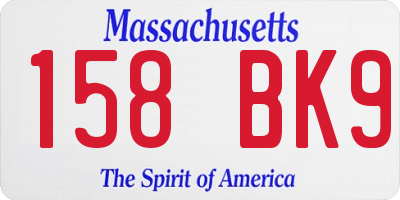 MA license plate 158BK9