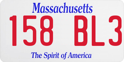 MA license plate 158BL3