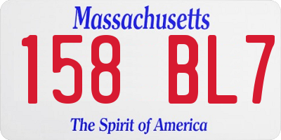MA license plate 158BL7