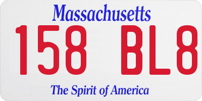 MA license plate 158BL8