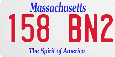 MA license plate 158BN2